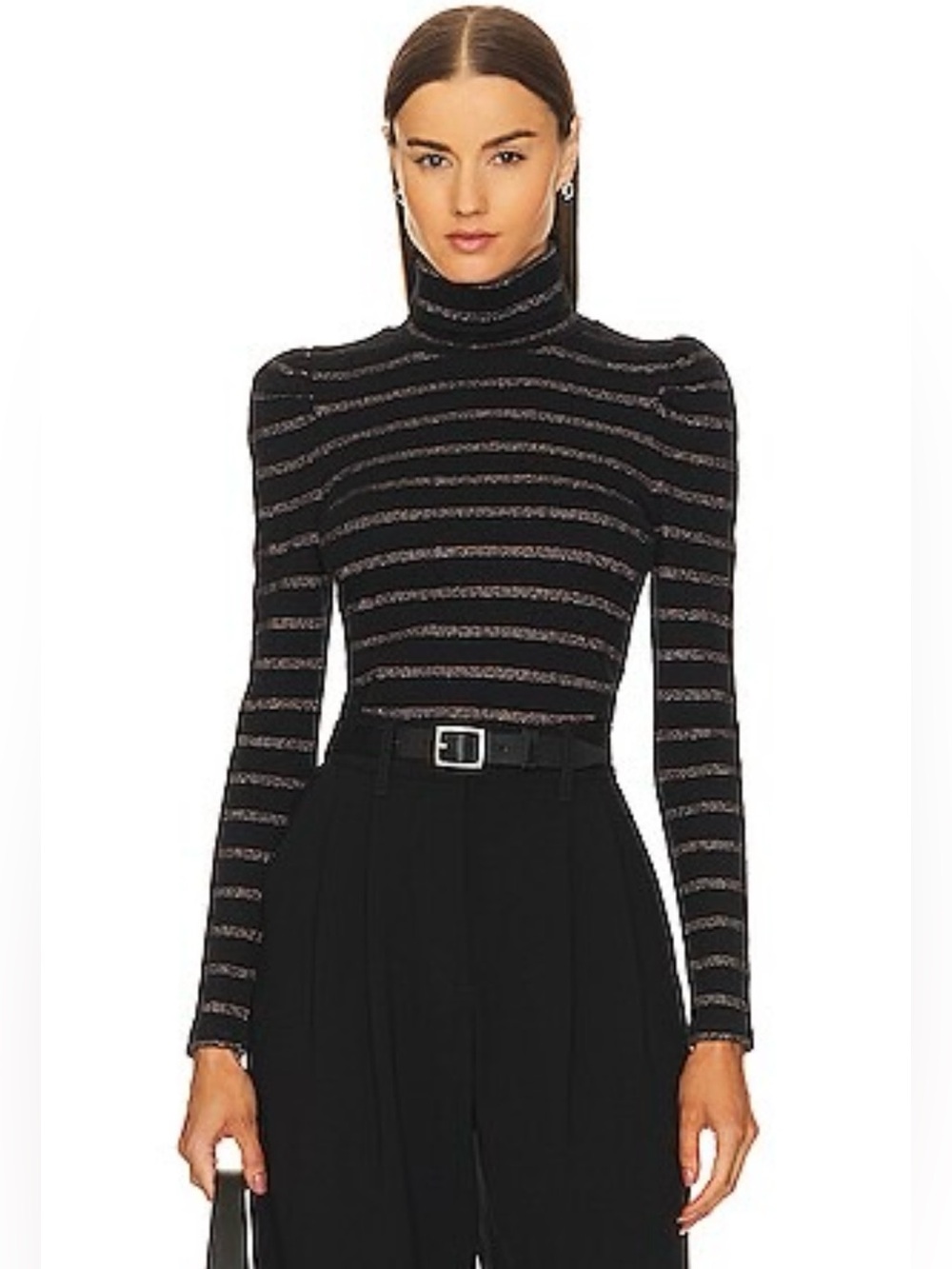 NWT Veronica Beard Cedar Turtleneck Rib-Knit Top Size: XS Color: Black